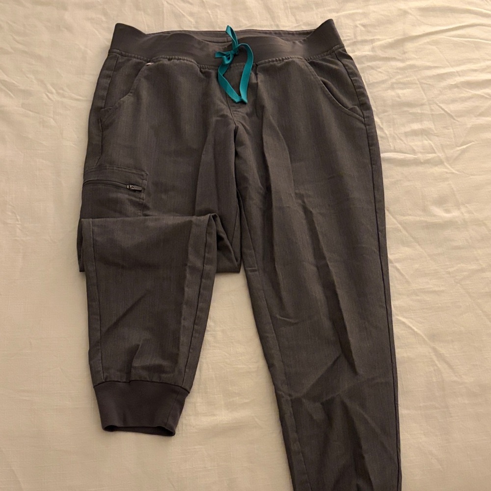 Figs Gray Jogger Pants with Teal Accent